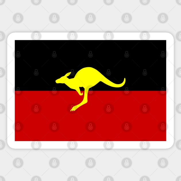 Aboriginal Australian Flag - Kangaroo Silhouette Sticker by Historia